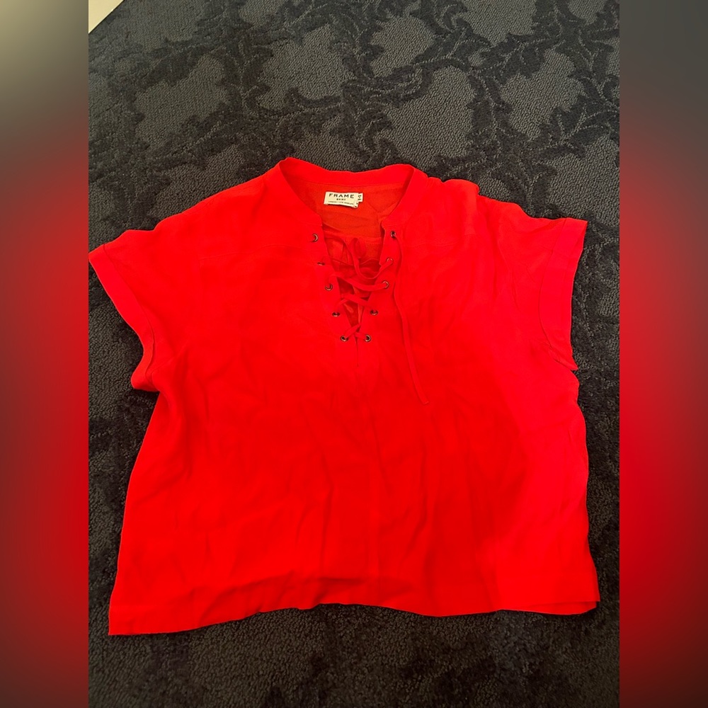FRAME Short Sleeve Silk Utility Top